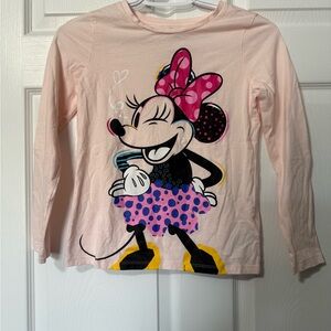 Disney Spotted Zebra Girl’s Minnie Mouse Pink Long Sleeve Tee- L(10)